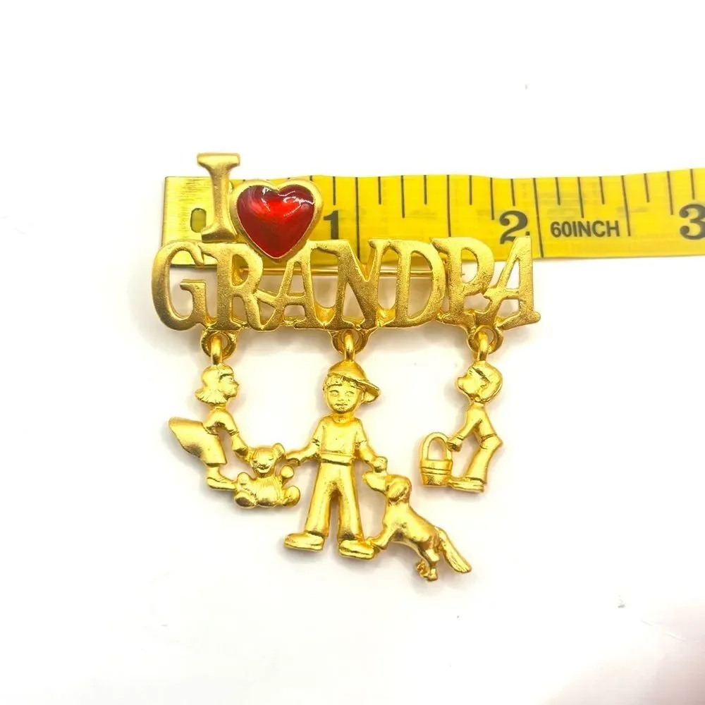 Danecraft Gold 'I Love Grandpa' Brooch Pin